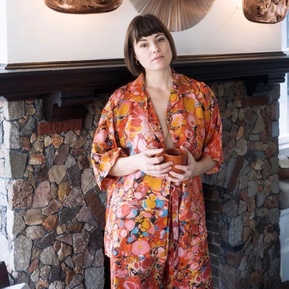 Hotel Saint Vincent Marbled Silk Shirt-Sold Out Earth Sisters Pink